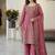 Pink silk blend embroidered beads work plazzo suit