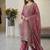 Pink silk blend embroidered beads work plazzo suit