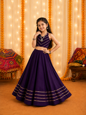 Girl's premium roman silk flared chaniya choli for navratri & garba 1