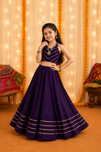 Girl's premium roman silk flared chaniya choli for navratri & garba