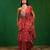 Fuchsia pink printed heavy crepe pre drape saree set