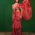 Fuchsia pink printed heavy crepe pre drape saree set