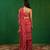 Fuchsia pink printed heavy crepe pre drape saree set