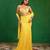Sunshine yellow embroidered luxury crepe pre drape saree set