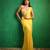 Sunshine yellow embroidered luxury crepe pre drape saree set