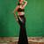 Black mirror embroidered luxury crepe indo western saree set