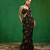 Black printed heavy crepe drape saree and organza poncho set