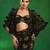 Black printed heavy crepe drape saree and organza poncho set