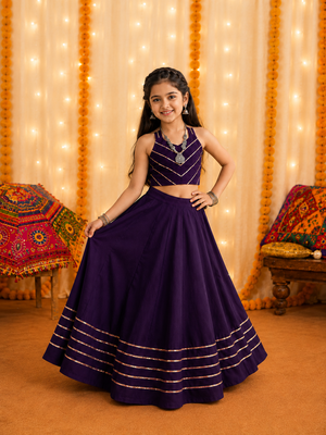Girl's premium roman silk flared chaniya choli for navratri & garba 2