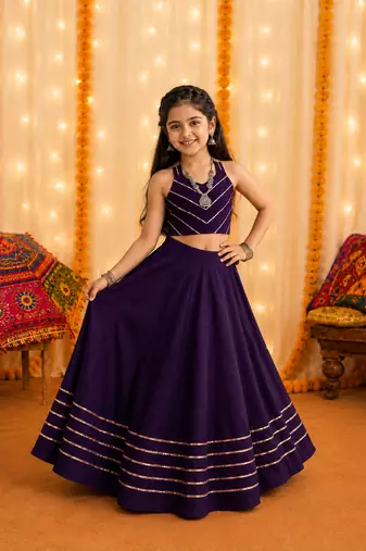 Girl's premium roman silk flared chaniya choli for navratri & garba