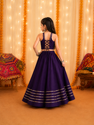 Girl's premium roman silk flared chaniya choli for navratri & garba 3