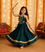 Premium roman silk fully flared navratri chaniya coli for kid's