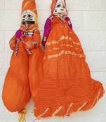 traditional rajasthani colorful wooden face string wood folk puppets kathputli doll for home decor (pack of 2)