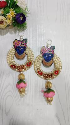 shubh labh shree nath ji with gota chakri latkan  shubh labh latkan for home & door home decor (pack of 2) 1