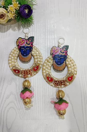 shubh labh shree nath ji with gota chakri latkan  shubh labh latkan for home & door home decor (pack of 2)