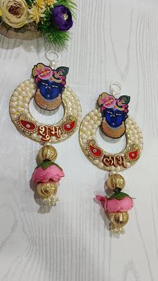 shubh labh shree nath ji with gota chakri latkan  shubh labh latkan for home & door home decor (pack of 2) 2