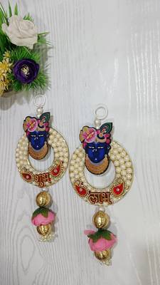 shubh labh shree nath ji with gota chakri latkan  shubh labh latkan for home & door home decor (pack of 2) 3