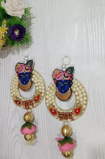 shubh labh shree nath ji with gota chakri latkan  shubh labh latkan for home & door home decor (pack of 2)