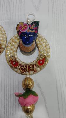 shubh labh shree nath ji with gota chakri latkan  shubh labh latkan for home & door home decor (pack of 2) 4