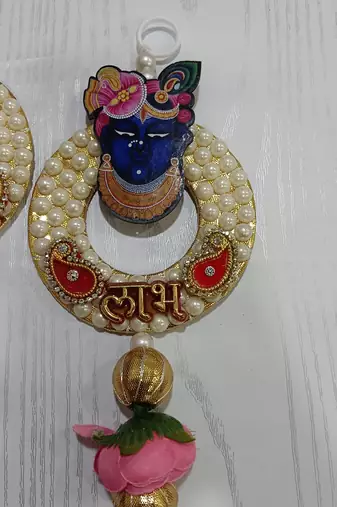 shubh labh shree nath ji with gota chakri latkan  shubh labh latkan for home & door home decor (pack of 2)