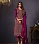 Ranipink heavy rangoli with coading sequence work unstitched suit