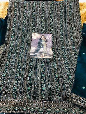 Teal heavy rangoli with coading sequence work unstitched suit 3