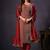 Red heavy rangoli with coading sequence work unstitched suit