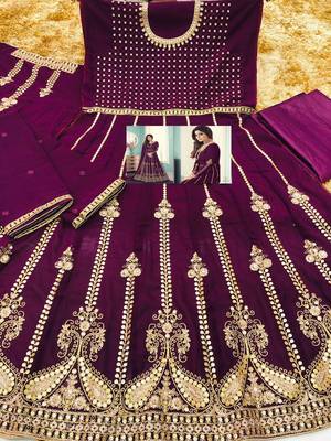 Wine georgette coading sequence embroidered work unstitched suit 2