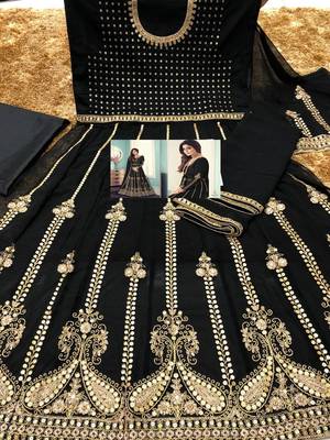 Black georgette coading sequence embroidered work unstitched suit 2