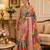 Silk Blend Saree With Print And Real Mirror Work