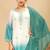 Turquoise embroidered palazzo pants