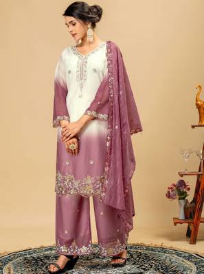 Mauve embroidered palazzo pants 2