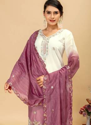 Mauve embroidered palazzo pants 4