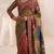 Multicolor silk blend saree with mirror work