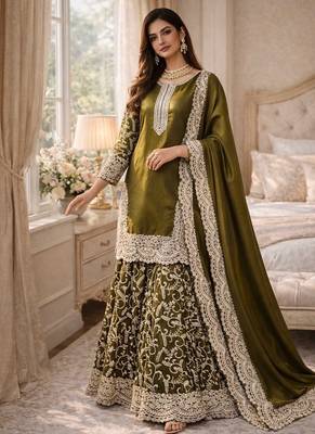Heavy Fendi Silk Thread Embroidered Kurta Palazzo Set 3