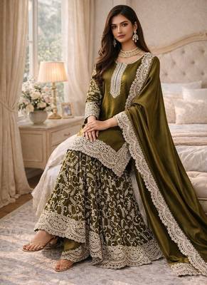 Heavy Fendi Silk Thread Embroidered Kurta Palazzo Set 4