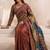 Multicolor silk blend saree with mirror work
