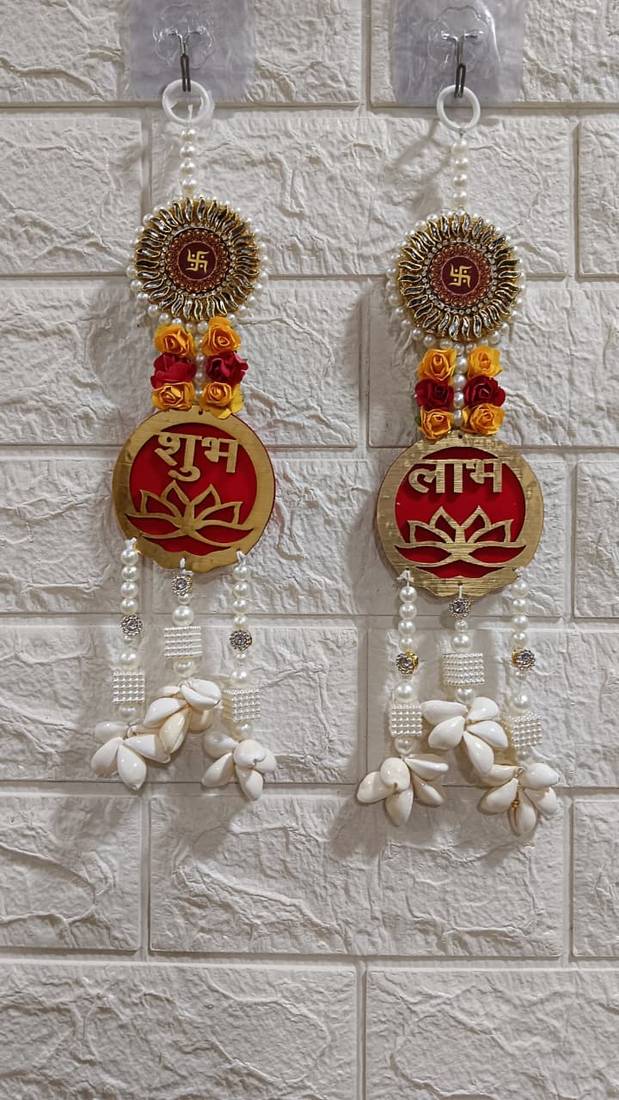 traditional decorative shubh labh satiya wall hanging  wall hanging for main door for home decor (pack of 2)
