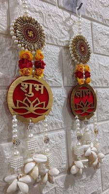 traditional decorative shubh labh satiya wall hanging  wall hanging for main door for home decor (pack of 2) 2