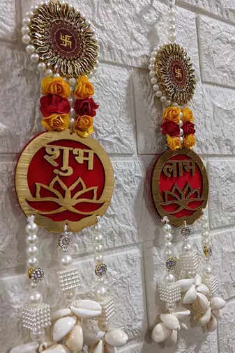 traditional decorative shubh labh satiya wall hanging  wall hanging for main door for home decor (pack of 2)
