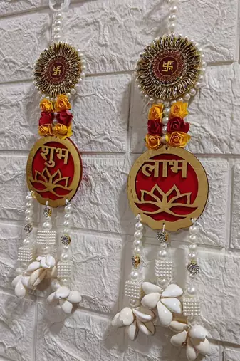 traditional decorative shubh labh satiya wall hanging  wall hanging for main door for home decor (pack of 2)