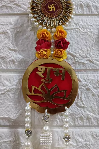 traditional decorative shubh labh satiya wall hanging  wall hanging for main door for home decor (pack of 2)