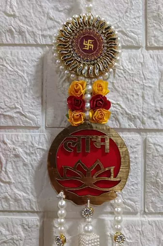 traditional decorative shubh labh satiya wall hanging  wall hanging for main door for home decor (pack of 2)