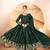 Women’s Dark Green Embroidered Anarkali Kurta Set With Dupatta & Pent