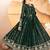 Women’s Dark Green Embroidered Anarkali Kurta Set With Dupatta & Pent