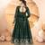 Women’s Dark Green Embroidered Anarkali Kurta Set With Dupatta & Pent