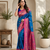 blue color zari weaves and meenakari work in border having contrast pallu silk blend saree