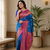 blue color zari weaves and meenakari work in border having contrast pallu silk blend saree