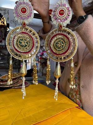 shubh labh door hanging for home   handmade pearl & beaded decorative hanging decoration (pack of 2) 1