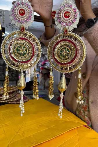 shubh labh door hanging for home   handmade pearl & beaded decorative hanging decoration (pack of 2)
